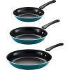 image:imageTramontina Porcelain Enamel Non Stick 3Pack Frying Pans Skillet Set with Reinforced Nonstick Coating Dishwasher and Oven Safe TealTeal