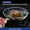image:imageTramontina Professional 8Inch Non Stick Small Frying Pan HeavyGauge Aluminum Skillet with Reinforced Nonstick Coating Red Handle Dishwasher and Oven SafeCeramic Black
