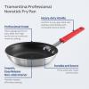 image:imageTramontina Professional 8Inch Non Stick Small Frying Pan HeavyGauge Aluminum Skillet with Reinforced Nonstick Coating Red Handle Dishwasher and Oven SafeNonstick Red handle
