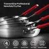 image:imageTramontina Professional 8Inch Non Stick Small Frying Pan HeavyGauge Aluminum Skillet with Reinforced Nonstick Coating Red Handle Dishwasher and Oven SafeNonstick Red handle