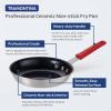 image:imageTramontina Professional 8Inch Non Stick Small Frying Pan HeavyGauge Aluminum Skillet with Reinforced Nonstick Coating Red Handle Dishwasher and Oven SafeCeramic Black
