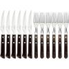 image:imageTramontina Churrasco Premium Steak Knife Fork Set 12 Piece with Brown Wooden HandlesSingle