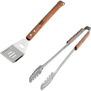 image:imageTramontina 2Piece Utensils and Tool Set Stainless Steel Spatula and Meat Tongs Utensil Sets with Wood Handles
