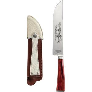 image:imageTramontina Churrasco Gaucho Forged Style Knives 7Inch HighCarbon Stainless Steel Knife with Leather Sheath Red Polywood Handle