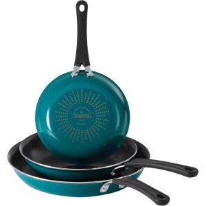 image:imageTramontina Porcelain Enamel Non Stick 3Pack Frying Pans Skillet Set with Reinforced Nonstick Coating Dishwasher and Oven Safe TealTeal