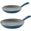 image:imageTramontina Solara 10 amp 12Inch Ceramic Non Stick Frying Pan Set HeavyGauge Aluminum Skillet with Nonstick Coating Dishwasher and Oven Safe Red 2PackBlue