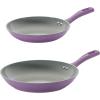 image:imageTramontina Solara 10 amp 12Inch Ceramic Non Stick Frying Pan Set HeavyGauge Aluminum Skillet with Nonstick Coating Dishwasher and Oven Safe Red 2PackPurple