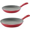 image:imageTramontina Solara 10 amp 12Inch Ceramic Non Stick Frying Pan Set HeavyGauge Aluminum Skillet with Nonstick Coating Dishwasher and Oven Safe Red 2PackRed