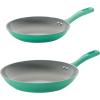 image:imageTramontina Solara 10 amp 12Inch Ceramic Non Stick Frying Pan Set HeavyGauge Aluminum Skillet with Nonstick Coating Dishwasher and Oven Safe Red 2PackTeal