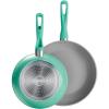 image:imageTramontina Solara 10 amp 12Inch Ceramic Non Stick Frying Pan Set HeavyGauge Aluminum Skillet with Nonstick Coating Dishwasher and Oven Safe Red 2PackTeal