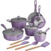 image:imageTramontina Solara 14Piece Ceramic Non Stick Cookware Set with Lids HeavyGauge Aluminum Pots and Pans Kitchen Set with Nonstick Coating Dishwasher and Oven Safe Purple