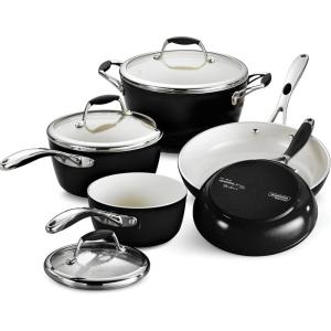 image:imageTramontina Ceramica Deluxe 3Quart Sauce Pan with Glass Lid Ceramic Non Stick Saucepan OvenSafe Metallic BlackCookware Set