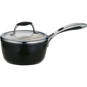 image:imageTramontina Ceramica Deluxe 3Quart Sauce Pan with Glass Lid Ceramic Non Stick Saucepan OvenSafe Metallic BlackSauce Pan