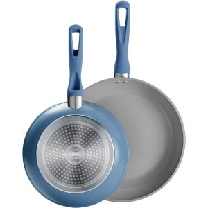 image:imageTramontina Solara 10 amp 12Inch Ceramic Non Stick Frying Pan Set HeavyGauge Aluminum Skillet with Nonstick Coating Dishwasher and Oven Safe Red 2PackBlue