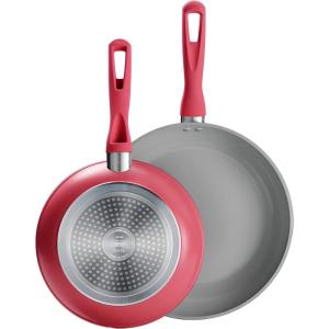 image:imageTramontina Solara 10 amp 12Inch Ceramic Non Stick Frying Pan Set HeavyGauge Aluminum Skillet with Nonstick Coating Dishwasher and Oven Safe Red 2PackRed