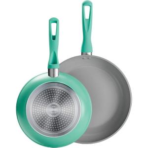 image:imageTramontina Solara 10 amp 12Inch Ceramic Non Stick Frying Pan Set HeavyGauge Aluminum Skillet with Nonstick Coating Dishwasher and Oven Safe Red 2PackTeal