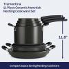 image:imageTramontina Ceramic Non Stick 6Piece Nesting Sauce Pan Set with Lids  Stackable Nonstick Cookware Set Dishwasher and Oven Safe Dark GrayDark Gray Ceramic