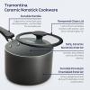 image:imageTramontina Ceramic Non Stick 6Piece Nesting Sauce Pan Set with Lids  Stackable Nonstick Cookware Set Dishwasher and Oven Safe Dark GrayDark Gray Ceramic