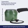 image:imageTramontina Ceramic Non Stick 6Piece Nesting Sauce Pan Set with Lids  Stackable Nonstick Cookware Set Dishwasher and Oven Safe Dark GrayGreen Ceramic