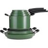 image:imageTramontina Ceramic Non Stick 6Piece Nesting Sauce Pan Set with Lids  Stackable Nonstick Cookware Set Dishwasher and Oven Safe Dark GrayGreen Ceramic