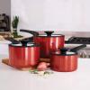 image:imageTramontina Ceramic Non Stick 6Piece Nesting Sauce Pan Set with Lids  Stackable Nonstick Cookware Set Dishwasher and Oven Safe Dark GrayRed