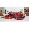 image:imageTramontina Ceramic Non Stick 6Piece Nesting Sauce Pan Set with Lids  Stackable Nonstick Cookware Set Dishwasher and Oven Safe Dark GrayRed