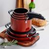 image:imageTramontina Ceramic Non Stick 6Piece Nesting Sauce Pan Set with Lids  Stackable Nonstick Cookware Set Dishwasher and Oven Safe Dark GrayRed