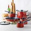 image:imageTramontina Ceramic Non Stick 6Piece Nesting Sauce Pan Set with Lids  Stackable Nonstick Cookware Set Dishwasher and Oven Safe Dark GrayRed