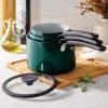image:imageTramontina Ceramic Non Stick 6Piece Nesting Sauce Pan Set with Lids  Stackable Nonstick Cookware Set Dishwasher and Oven Safe Dark GrayTeal Ceramic