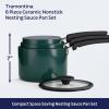 image:imageTramontina Ceramic Non Stick 6Piece Nesting Sauce Pan Set with Lids  Stackable Nonstick Cookware Set Dishwasher and Oven Safe Dark GrayTeal Ceramic