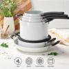 image:imageTramontina Ceramic Non Stick 6Piece Nesting Sauce Pan Set with Lids  Stackable Nonstick Cookware Set Dishwasher and Oven Safe Dark GrayWhite Ceramic