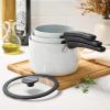 image:imageTramontina Ceramic Non Stick 6Piece Nesting Sauce Pan Set with Lids  Stackable Nonstick Cookware Set Dishwasher and Oven Safe Dark GrayWhite Ceramic