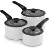 image:imageTramontina Ceramic Non Stick 6Piece Nesting Sauce Pan Set with Lids  Stackable Nonstick Cookware Set Dishwasher and Oven Safe Dark GrayWhite Ceramic