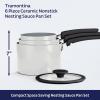 image:imageTramontina Ceramic Non Stick 6Piece Nesting Sauce Pan Set with Lids  Stackable Nonstick Cookware Set Dishwasher and Oven Safe Dark GrayWhite Ceramic
