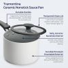 image:imageTramontina Ceramic Non Stick 6Piece Nesting Sauce Pan Set with Lids  Stackable Nonstick Cookware Set Dishwasher and Oven Safe Dark GrayWhite Ceramic