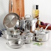 image:imageTramontina TriPly Clad Stainless Steel 8Piece Cookware Set with Glass Lids Pots and Pans Kitchen Set InductionReady DishwasherSafe NSFCertifiedCookware Set
