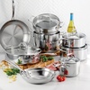 image:imageTramontina TriPly Clad Stainless Steel 8Piece Cookware Set with Glass Lids Pots and Pans Kitchen Set InductionReady DishwasherSafe NSFCertifiedCookware Set