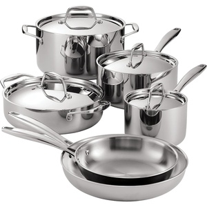 image:imageTramontina Signature TriPly Clad Stainless Steel 10Piece Cookware Set with Lids Pots and Pans Kitchen Set InductionReady DishwasherSafe NSFCertified Made in Brazil10Piece
