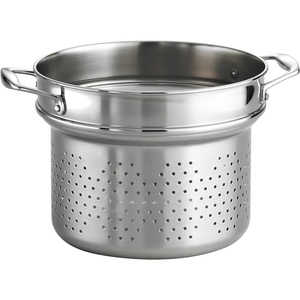 image:imageTramontina Signature TriPly Clad Stainless Steel 6Quart Braiser Pan with Lid InductionReady DishwasherSafe NSFCertified Made in BrazilPASTA INSERT