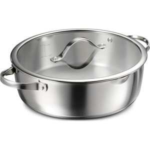 image:imageTramontina Tempo TriPly Base Stainless Steel 6Quart Braiser Pan with Glass Lid InductionReady OvenSafe DishwasherSafeBraiser