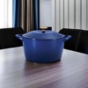 image:imageTramontina 7 Qt Enameled Cast Iron Covered Tall Round Dutch Oven Latte  80131353DSClassic Blue Gold Knob