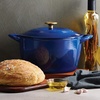 image:imageTramontina 7 Qt Enameled Cast Iron Covered Tall Round Dutch Oven Latte  80131353DSClassic Blue Gold Knob