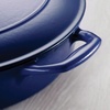 image:imageTramontina Bestow Enameled Cast Iron Skillet with Lid 12inch Frying Pan Cactus with Gold KnobBlue