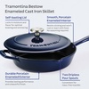 image:imageTramontina Bestow Enameled Cast Iron Skillet with Lid 12inch Frying Pan Cactus with Gold KnobBlue