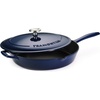image:imageTramontina Bestow Enameled Cast Iron Skillet with Lid 12inch Frying Pan Cactus with Gold KnobBlue
