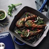 image:imageTramontina Bestow Enameled Cast Iron Skillet with Lid 12inch Frying Pan Cactus with Gold KnobBlue