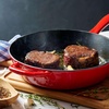 image:imageTramontina Bestow Enameled Cast Iron Skillet with Lid 12inch Frying Pan Cactus with Gold KnobRed