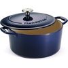 image:imageTramontina Bestow Enameled Cast Iron Dutch Oven Pot with Lid Round 55quart Cactus Gold KnobBlue