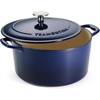 image:imageTramontina Bestow Enameled Cast Iron Dutch Oven Pot with Lid Round 55quart Cactus Gold KnobBlue