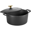 image:imageTramontina Bestow Enameled Cast Iron Dutch Oven Pot with Lid Round 55quart Cactus Gold KnobMatte Black